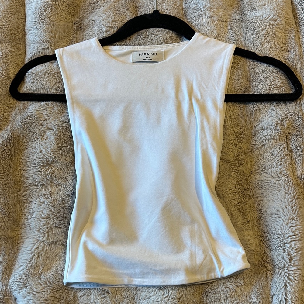 Babaton Contour White High Neck Tank Top